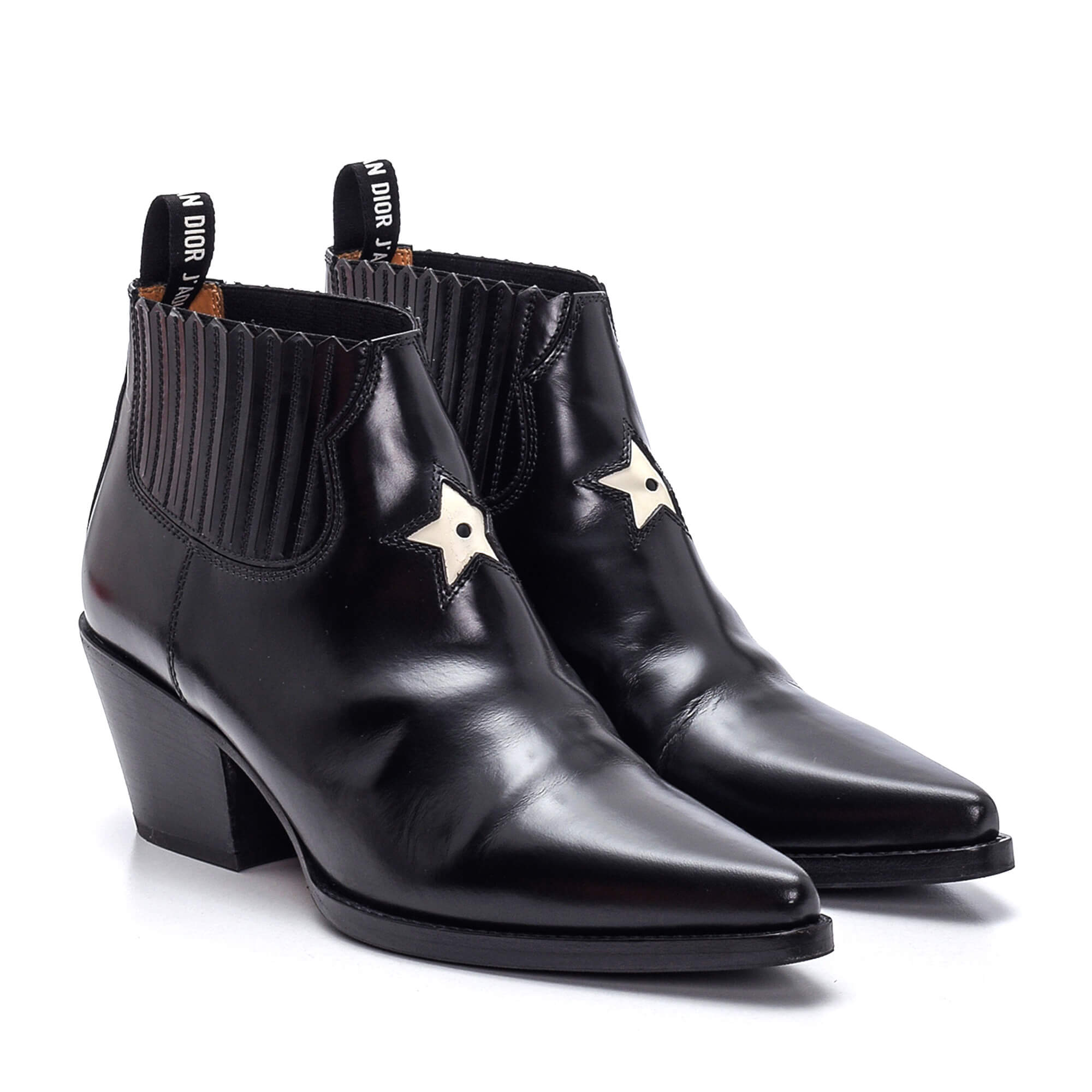 Christian Dior - Black Leather Star Ankle Boots